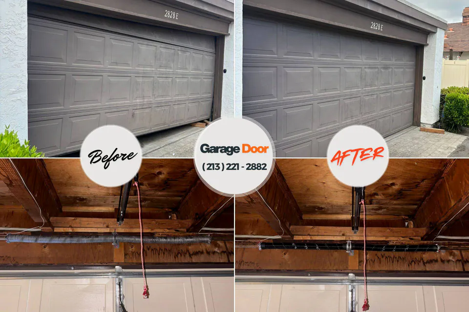 Before and after: garage door repair Massapequa Park, NY